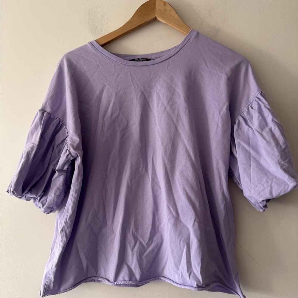 Zara Lavender‎ Purple Puff Sleeve Top